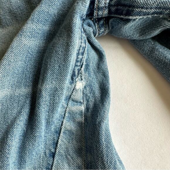 Abercrombie & Fitch Wide Leg Jeans Cropped Raw Hem Two Tone Women’s 27 Boho - Picture 11 of 16